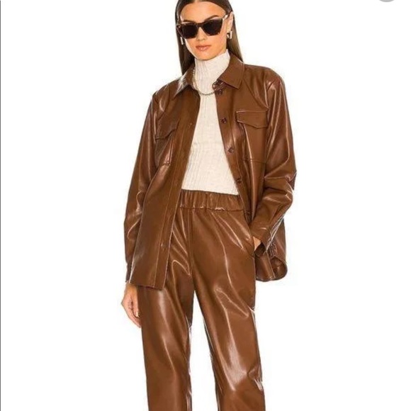 Anine Bing Hutton Faux Leather Shirt